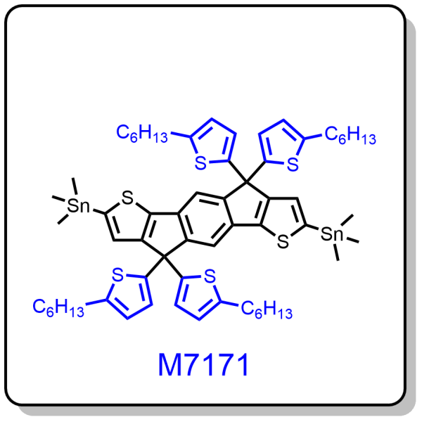 M7171——(4,4,9,9-tetrakis(5-hexylthiophen-2-yl)-4,9-dihydro-s-indaceno[1,2-b:5,6-b']dithiophene-2,7-diyl)bis(trimethylstannane)