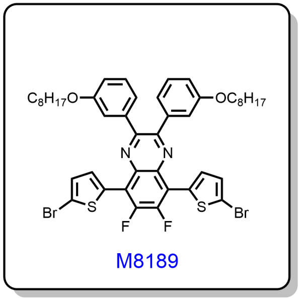 M8189——5,8-bis(5-bromothiophen-2-yl)-6,7-difluoro-2,3-bis(3-(octyloxy)phenyl)quinoxaline,1416056-61-5?