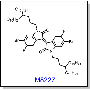 M8227——(E)-6,6'-dibromo-1,1'-bis(4-decyltetradecyl)-5,5'-difluoro-[3,3'-biindolinylidene]-2,2'-dione