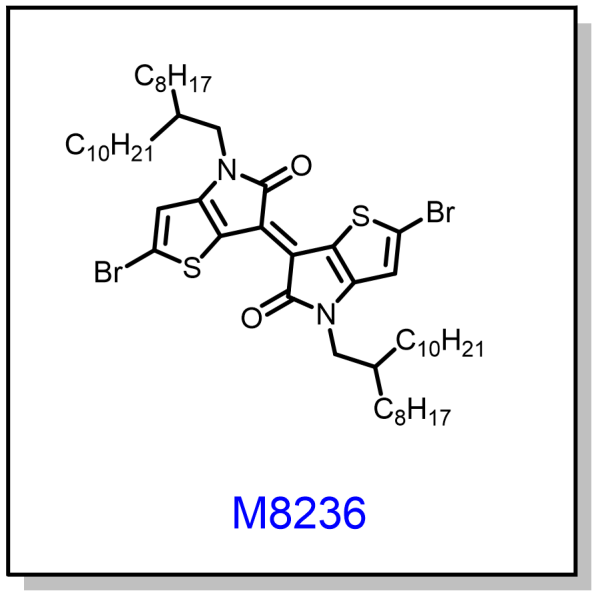 M8236——(E)-2,2'-dibromo-4,4'-bis(2-octyldodecyl)-[6,6'-bithieno[3,2-b]pyrrolylidene]-5,5'(4H,4'H)-dione