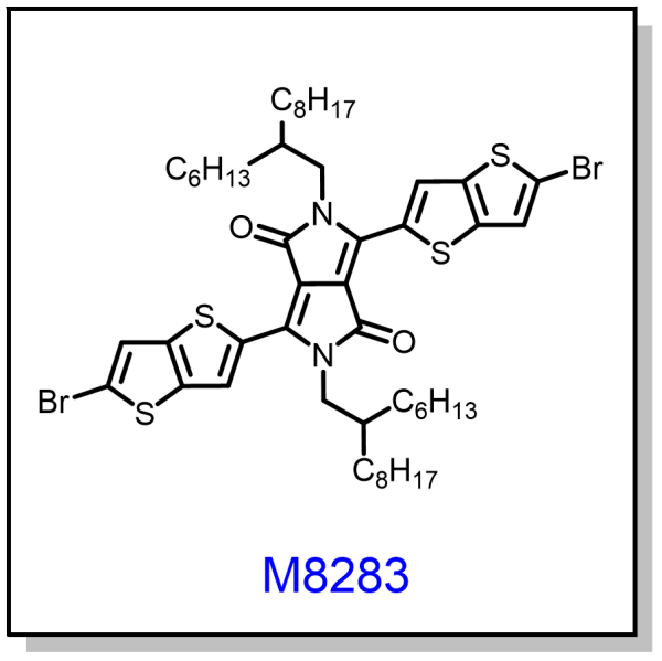 M8283——3,6-Bis-(5-bromo-thieno[3,2-b]thiophen-2-yl)-2,5-bis-(2-hexyl-decyl)-2,5-dihydro-pyrrolo[3,4-c]pyrrole-1,4-dione