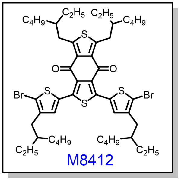 M8412——1,3-bis(5-bromo-4-(2-ethylhexyl)thiophen-2-yl)-5,7-bis(2-ethylhexyl)-4H,8H-benzo[1,2-c:4,5-c']dithiophene-4,8-dione
