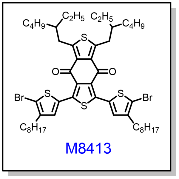 M8413——1,3-bis(5-bromo-4-octylthiophen-2-yl)-5,7-bis(2-ethylhexyl)-4H,8H-benzo[1,2-c:4,5-c']dithiophene-4,8-dione