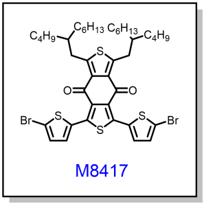M8417——1,3-bis(5-bromothiophen-2-yl)-5,7-bis(2-butyloctyl)-4H,8H-benzo[1,2-c:4,5-c']dithiophene-4,8-dione