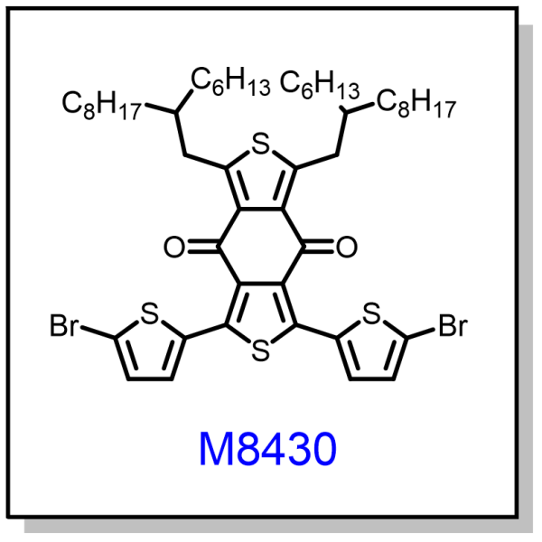 M8430——1,3-bis(5-bromothiophen-2-yl)-5,7-bis(2-hexyldecyl)-4H,8H-benzo[1,2-c:4,5-c']dithiophene-4,8-dione