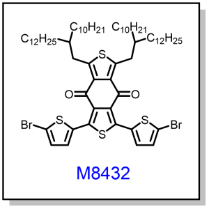 M8432——1,3-bis(5-bromothiophen-2-yl)-5,7-bis(2-decyltetradecyl)-4H,8H-benzo[1,2-c:4,5-c']dithiophene-4,8-dione