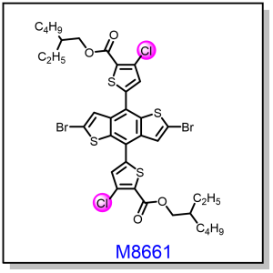 M8661——bis(2-ethylhexyl) 5,5'-(2,6-dibromobenzo[1,2-b:4,5-b']dithiophene-4,8-diyl)bis(3-chlorothiophene-2-carboxylate)