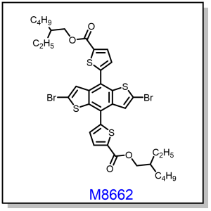 M8662——bis(2-ethylhexyl) 5,5'-(2,6-dibromobenzo[1,2-b:4,5-b']dithiophene-4,8-diyl)bis(thiophene-2-carboxylate)