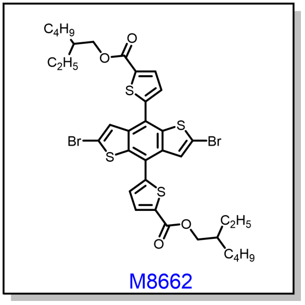 M8662——bis(2-ethylhexyl) 5,5'-(2,6-dibromobenzo[1,2-b:4,5-b']dithiophene-4,8-diyl)bis(thiophene-2-carboxylate)