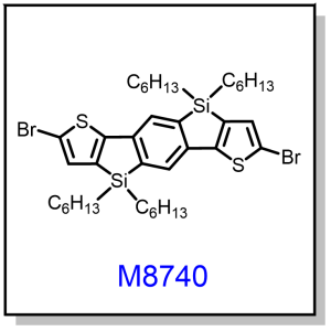 M8740——2,7-Dibromo-benzo[1,2-b:4,5-b]bis(4,4'-dihexyl-4H-silolo[3,2-b]thiophene)