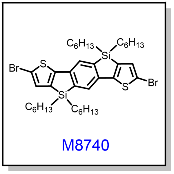 M8740——2,7-Dibromo-benzo[1,2-b:4,5-b]bis(4,4'-dihexyl-4H-silolo[3,2-b]thiophene)
