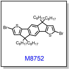 M8752——2,7-dibromo-4,4,9,9-tetraoctyl-4,9-dihydro-s-indaceno[1,2-b:5,6-b']dithiophene