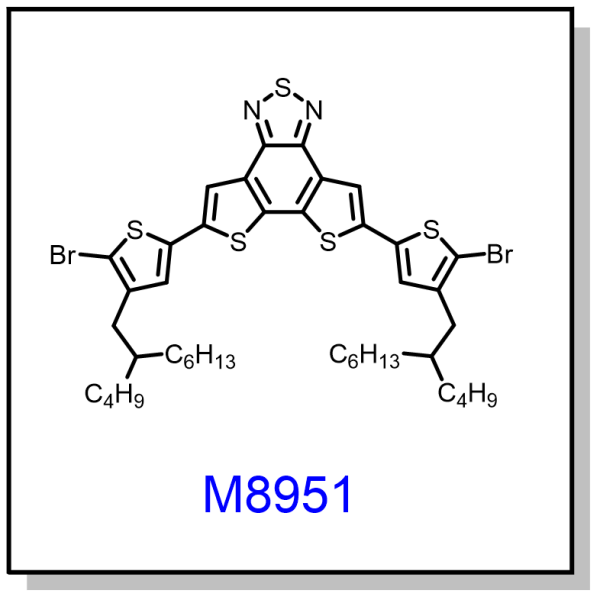 M8951——5,8-bis(5-bromo-4-(2-butyloctyl)thiophen-2-yl)dithieno[3',2':3,4;2'',3'':5,6]benzo[1,2-c][1,2,5]thiadiazole