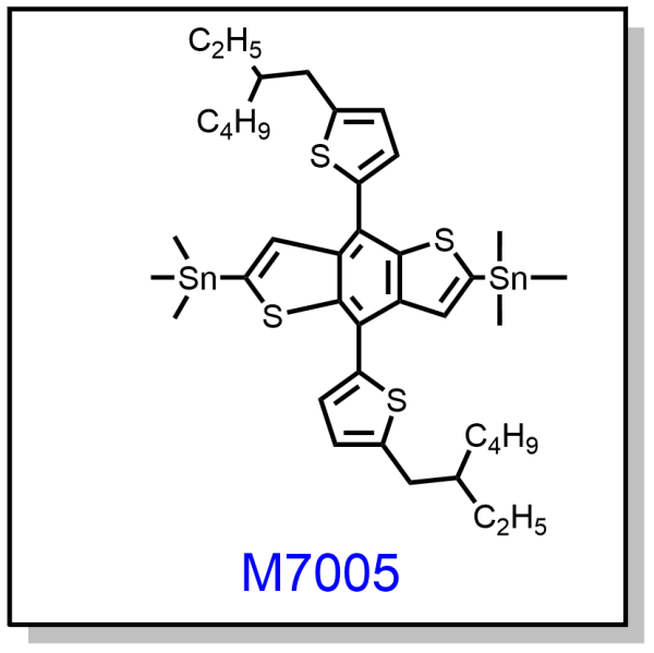 M7005——2,6-bis(trimethytin)-4,8-bis(5-(2-ethylhexyl)thiophen-2-yl)benzo[1,2-b:4,5-b']dithiophene