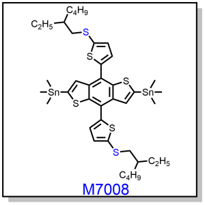 M7008——2,6-bis(trimethyltin)-(4,8-bis(5-((2-ethylhexyl)thio)thiophen-2-yl)benzo[1,2-b:4,5-b']dithiophene)