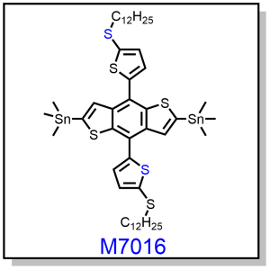 M7016——2,6-bis(trimethyltin)-(4,8-bis (5-(dodecylthio)thiophen-2-yl) benzo[1,2-b:4,5-b']dithiophene)