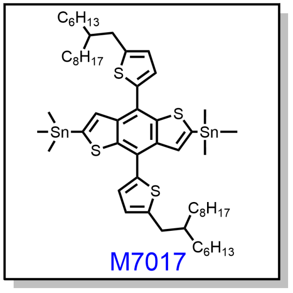 M7017——2,6-bis(trimethytin)-4,8-bis(5-(2-hexyldecyl)thiophen-2-yl)benzo [1,2-b:4,5-b']dithiophene