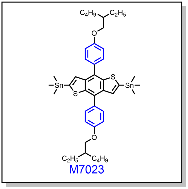 M7023——(4,8-bis(4-((2-ethylhexyl)oxy)phenyl)benzo[1,2-b:4,5-b']dithiophene-2,6-diyl)bis(trimethylstannane)