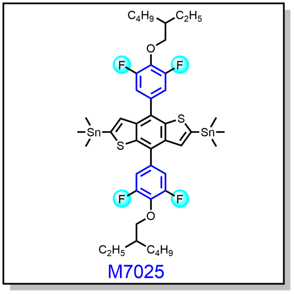 M7025——(4,8-bis(4-((2-ethylhexyl)oxy)-3,5-difluorophenyl)benzo[1,2-b:4,5-b']dithiophene-2,6-diyl)bis(trimethylstannane)