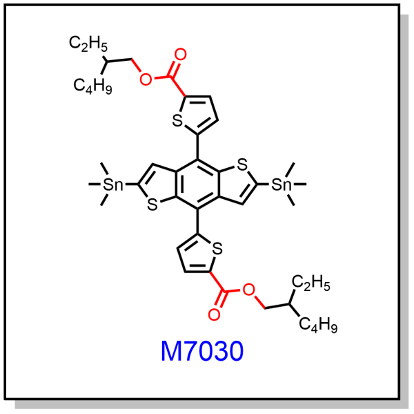 M7030——bis(2-ethylhexyl) 5,5'-(2,6-bis(trimethylstannyl)benzo[1,2-b:4,5-b']dithiophene-4,8-diyl)bis(thiophene-2-carboxylate)