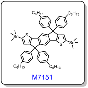 M7151——4,4,9,9-tetrakis(4-hexylphenyl)-4,9-dihydro-s-indaceno[1,2-b:5,6-b']dithiophene-2,7-diyl)bis(trimethylstannane)