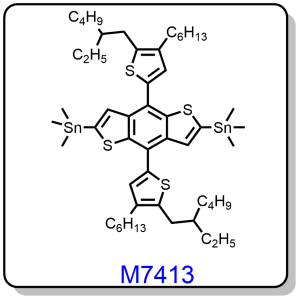 M7413——(4,8-bis(5-(2-ethylhexyl)-4-hexylthiophen-2-yl)benzo[1,2-b:4,5-b']dithiophene-2,6-diyl)bis(trimethylstannane)