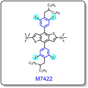 M7422——(4,8-bis(4-(2-ethylhexyl)-3,5-difluorophenyl)benzo[1,2-b:4,5-b']dithiophene-2,6-diyl)bis(trimethylstannane)